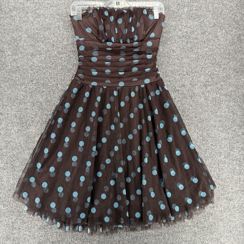 Scott McClintock Dress Size 6 Brown Polka Dots Strapless Formal Event Rockabilly